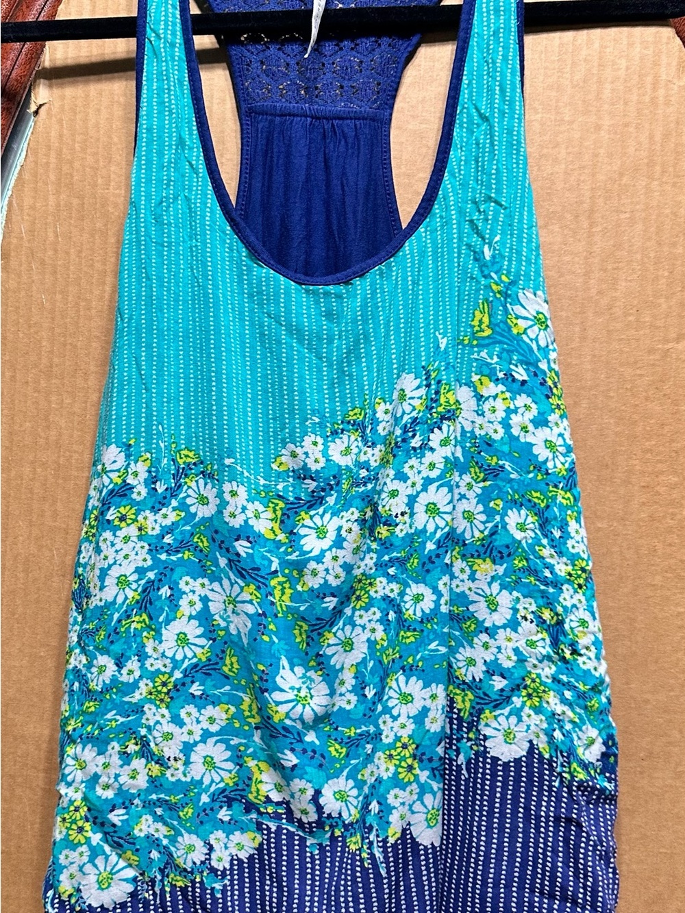 LC Lauren Conrad Turquoise Floral Racerback Tank